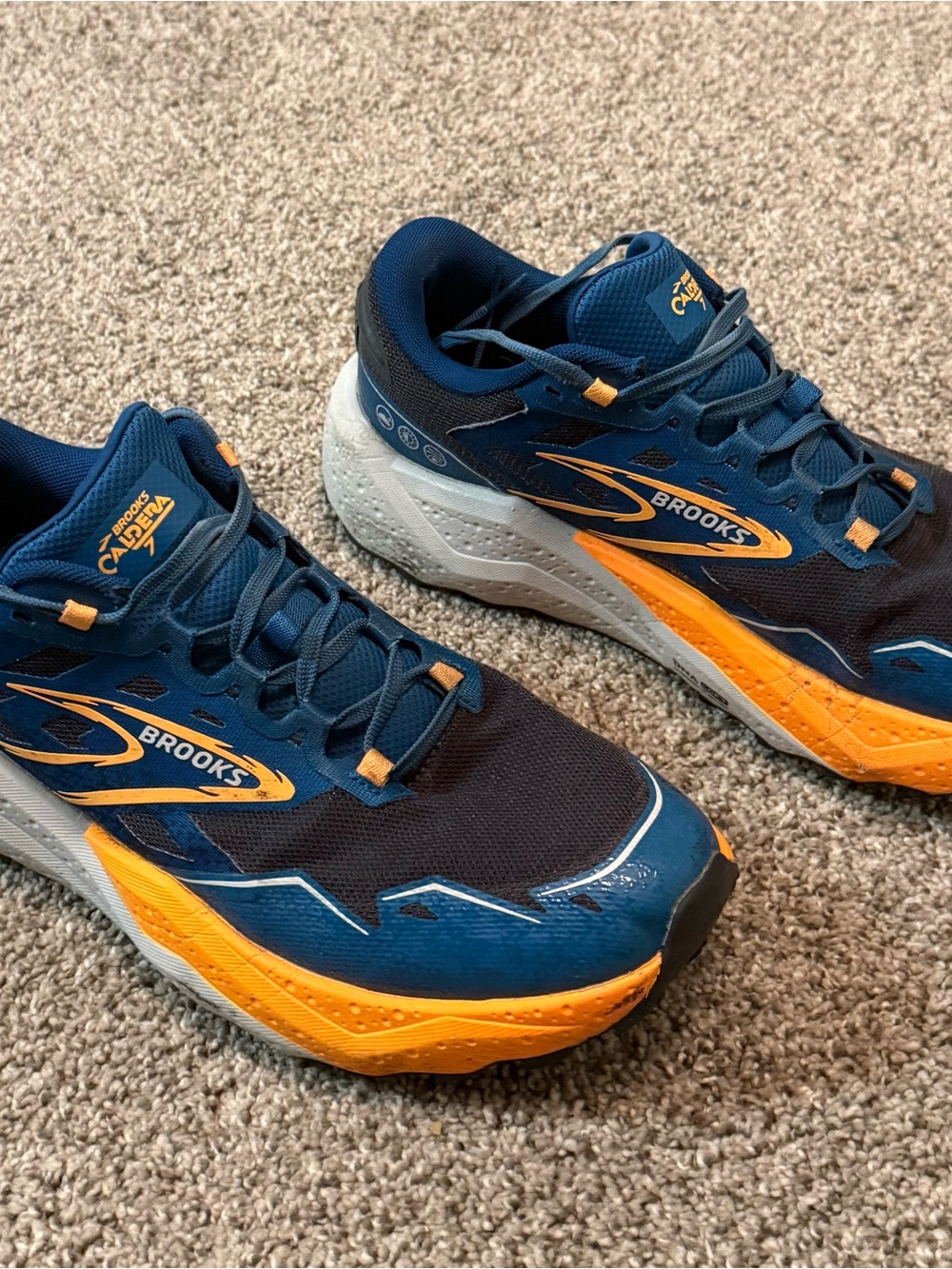Brooks Caldera 7 Men's Navy and Orange Trail Running Shoes - Picture 3 of 6
